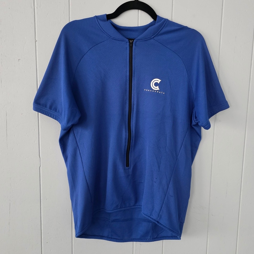 Cannondale Blue Cycling Jersey Mens Large Short Sleeve Quarter Zip Made in USA